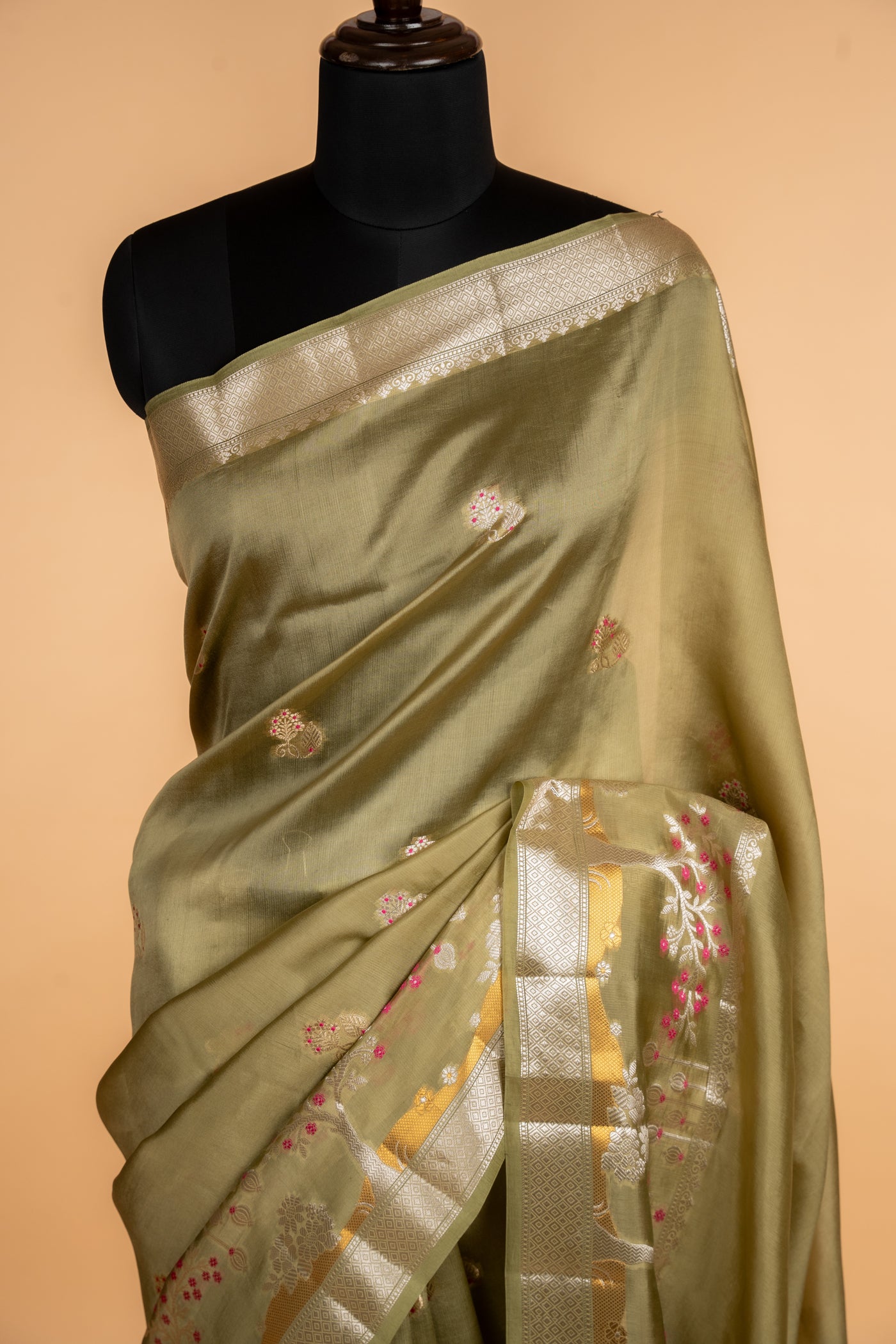 Sage Green Chanderi Silk Saree 

 (RTS)