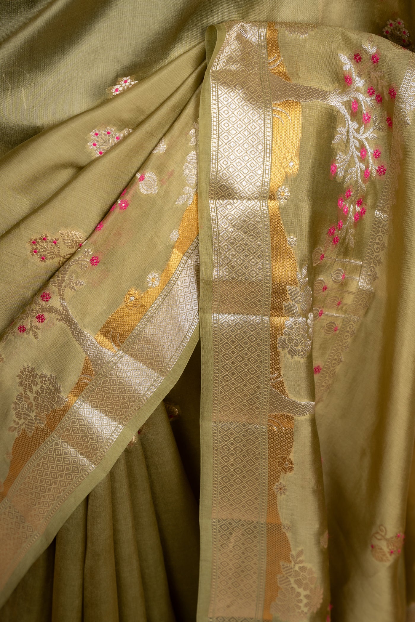 Sage Green Chanderi Silk Saree 

 (RTS)
