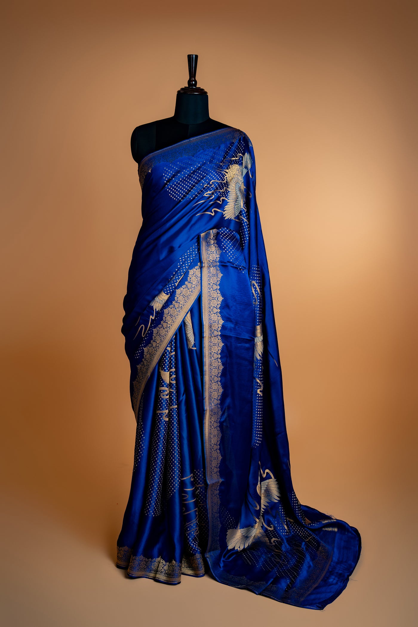 Royal Blue Satin Mashru silk Saree (RTS)