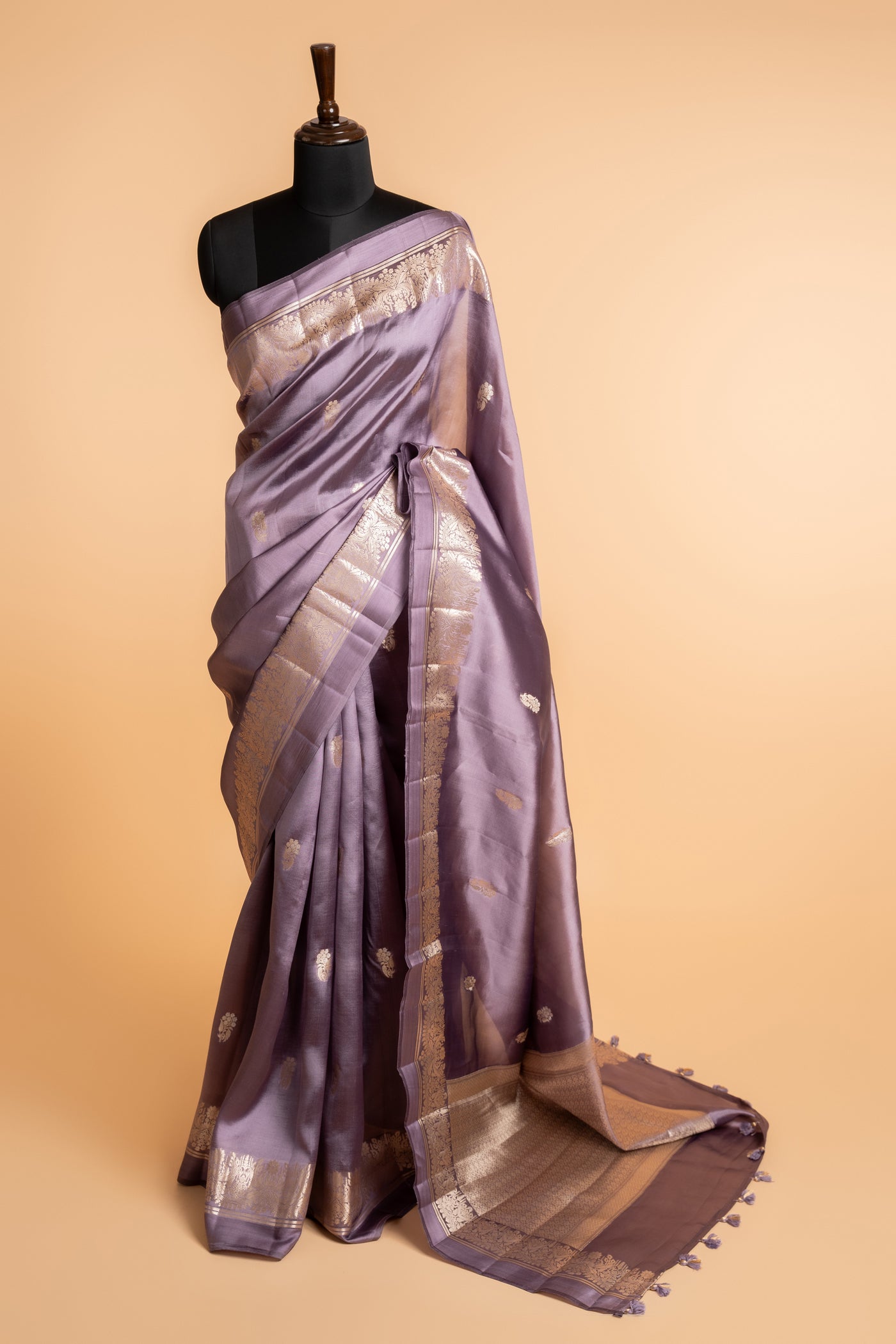 Lavender Banarasi Chinon Silk Saree (RTS)