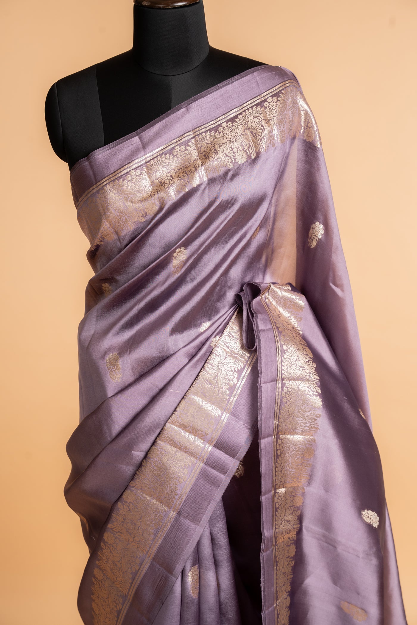 Lavender Banarasi Chinon Silk Saree (RTS)