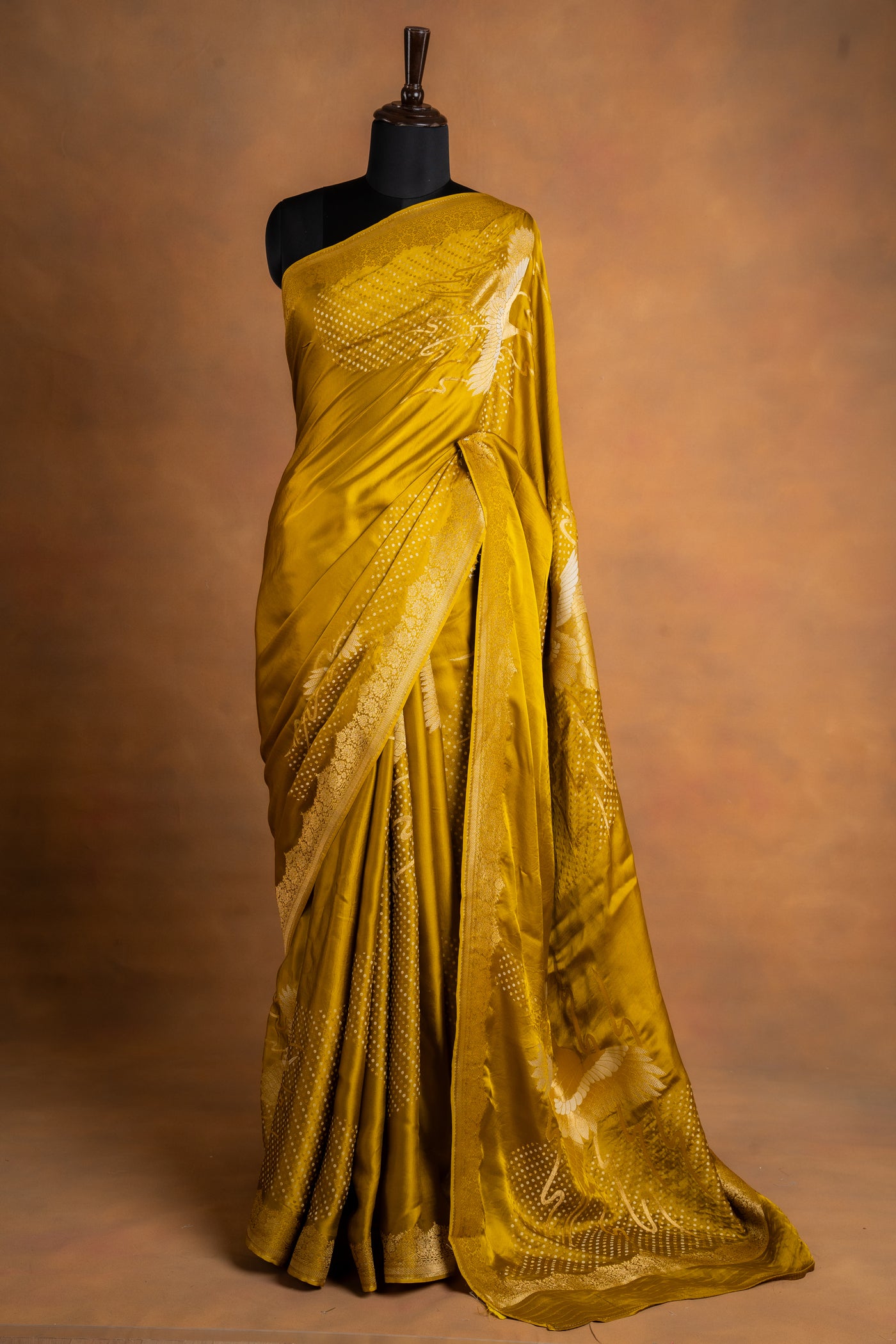 Lime Green Mashru Silk Saree (RTS)