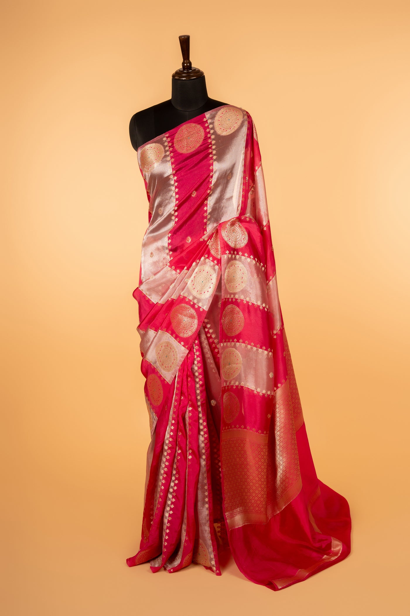Magenta & Silver Tissue Silk Saree 

 (RTS)