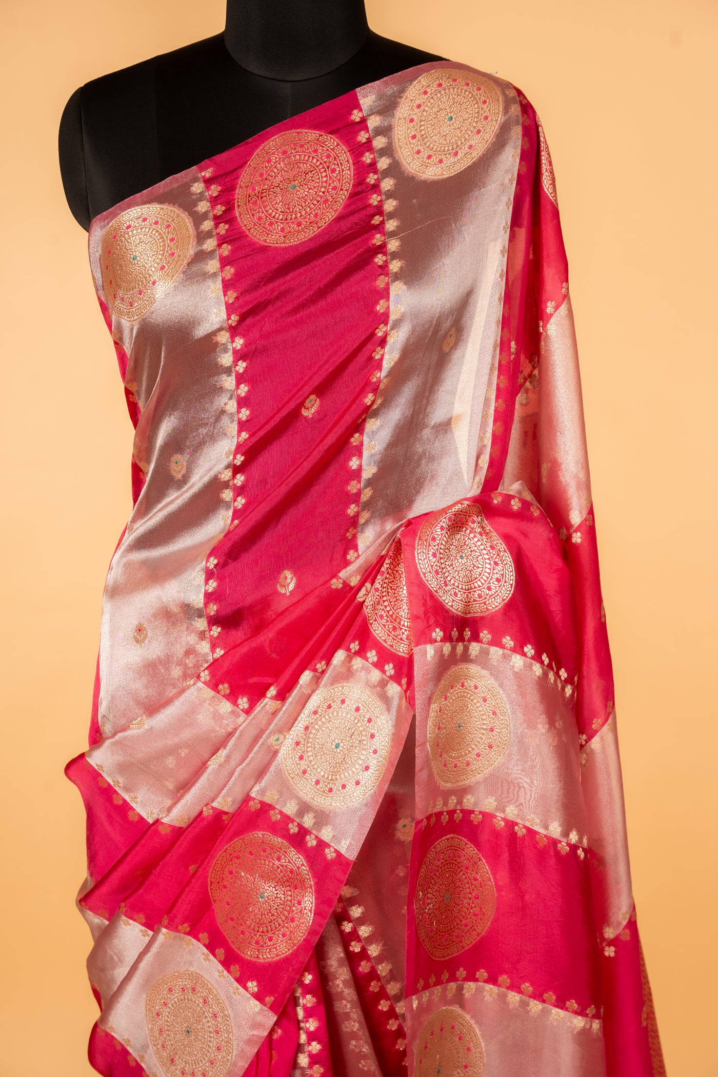 Magenta & Silver Tissue Silk Saree 

 (RTS)
