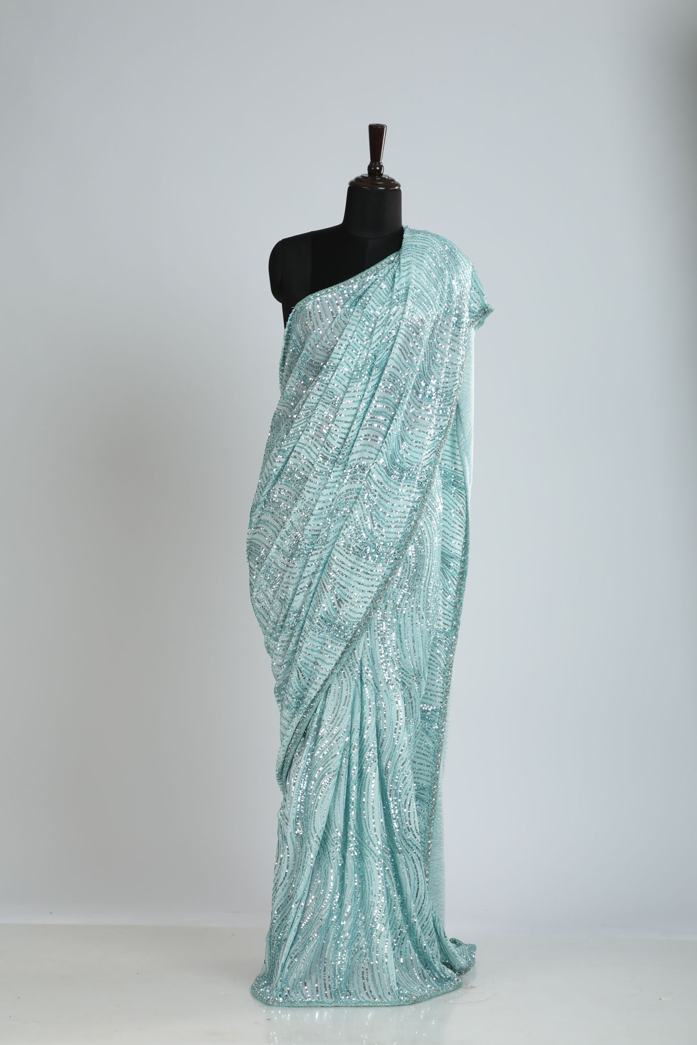 Fully embroidered saree on lycra fabric