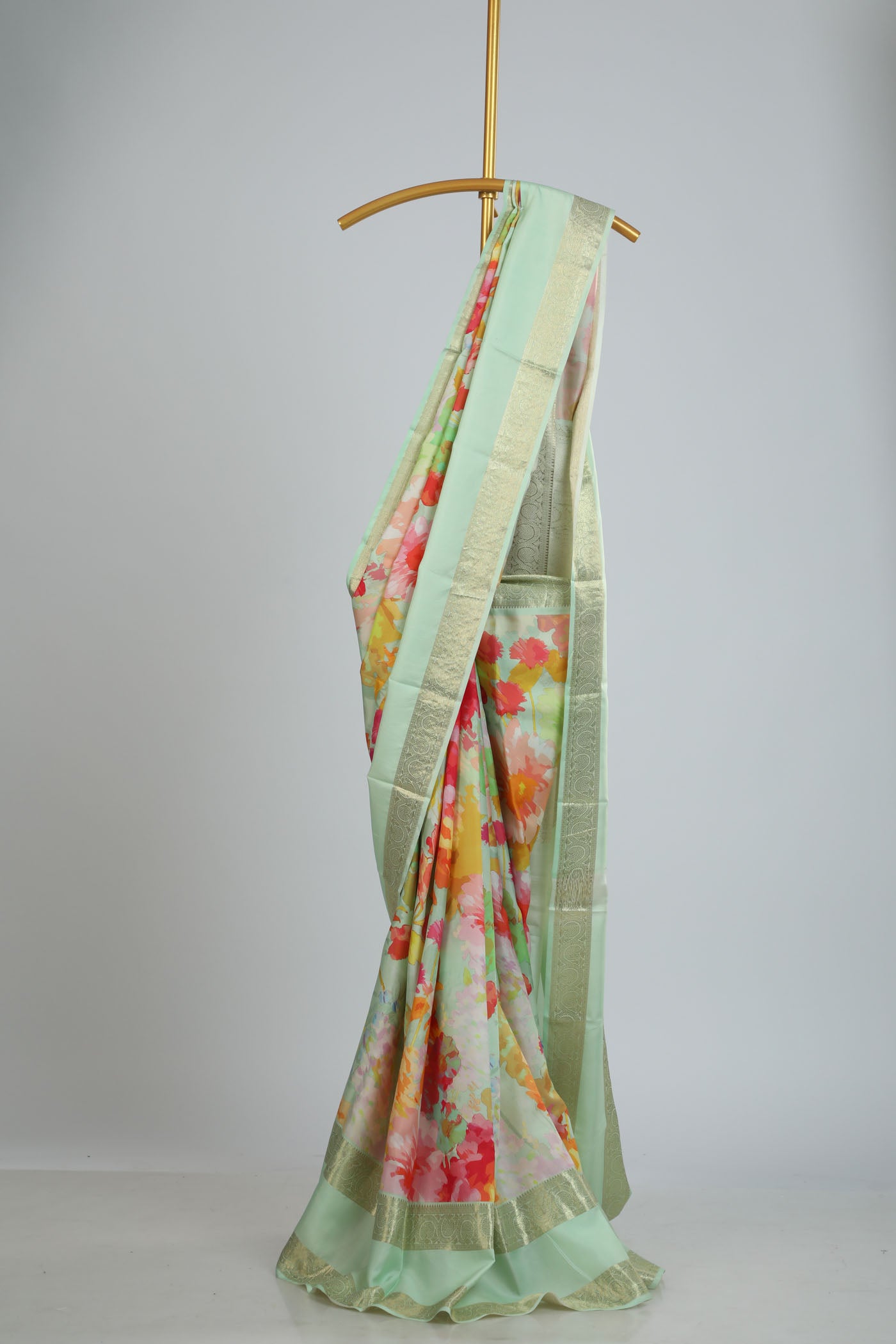 Soft silk saree with printed border ,pallu and blouse
