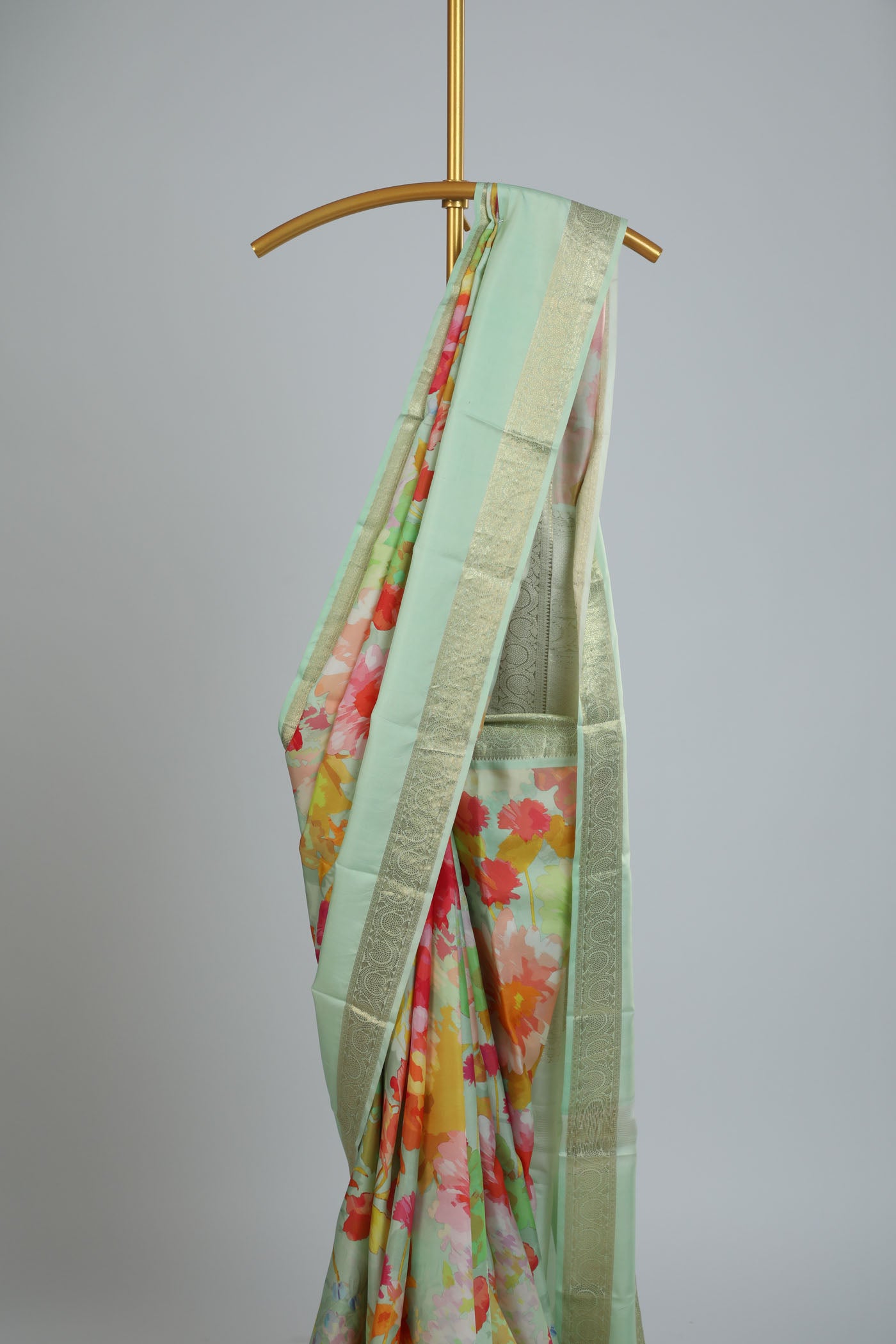 Soft silk saree with printed border ,pallu and blouse