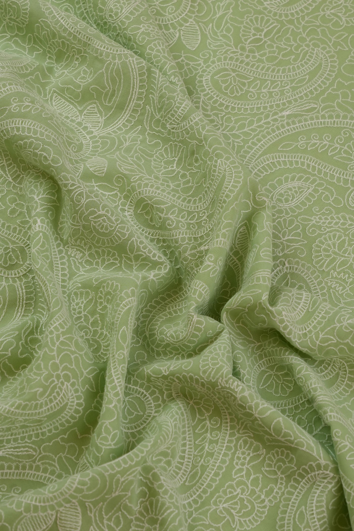 Elegant Green Paisley Fabric.
