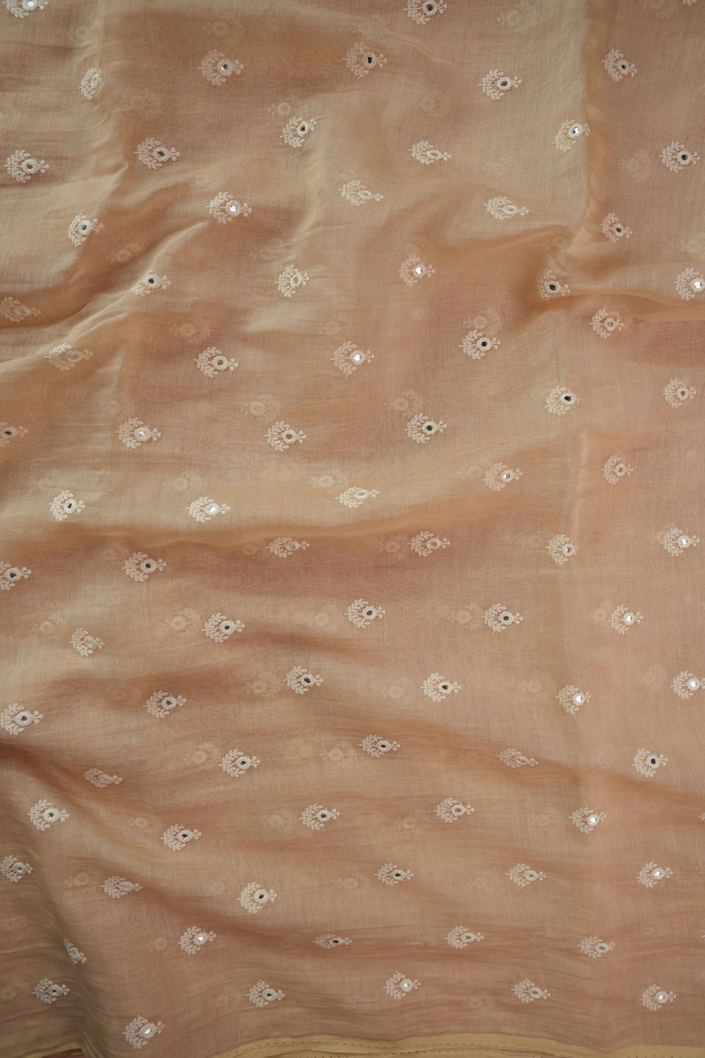 Pastel Beige Fabric with Intricate Silver Thread Buti Embroidery