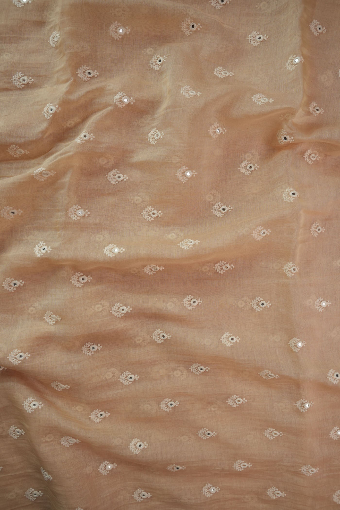 Pastel Beige Fabric with Intricate Silver Thread Buti Embroidery