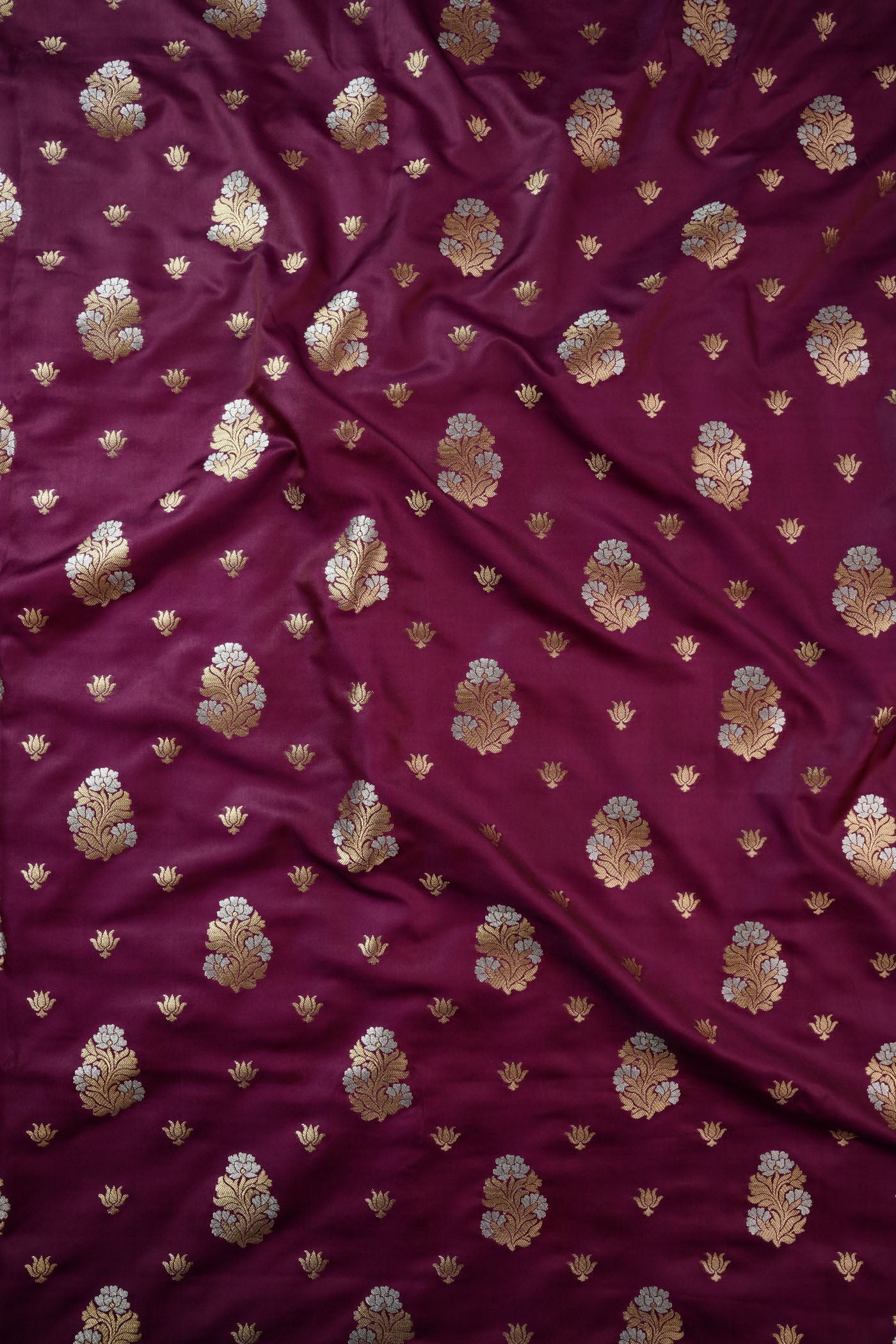 Purple Fabric with Golden Zari Floral Buta