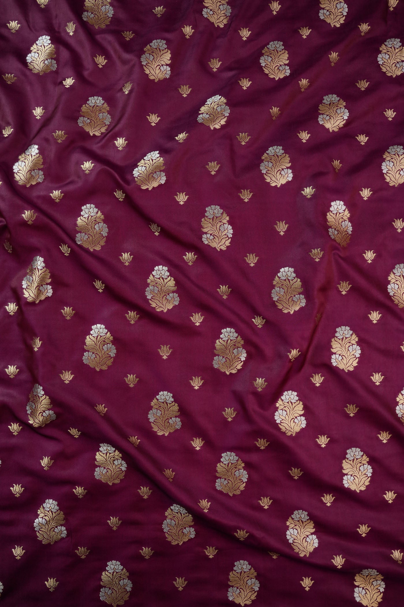 Purple Fabric with Golden Zari Floral Buta