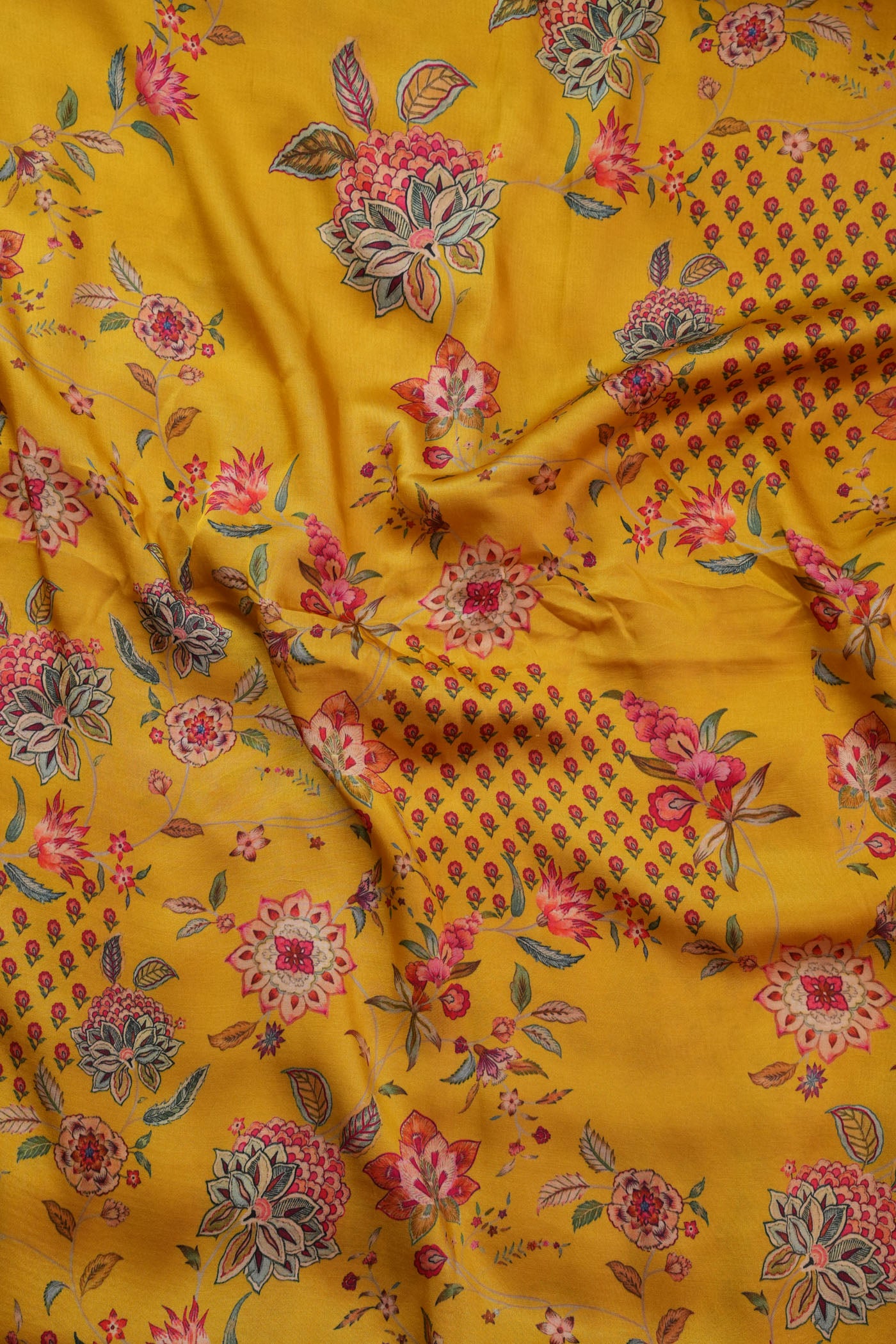 Mustard Yellow Floral Printed Fabric