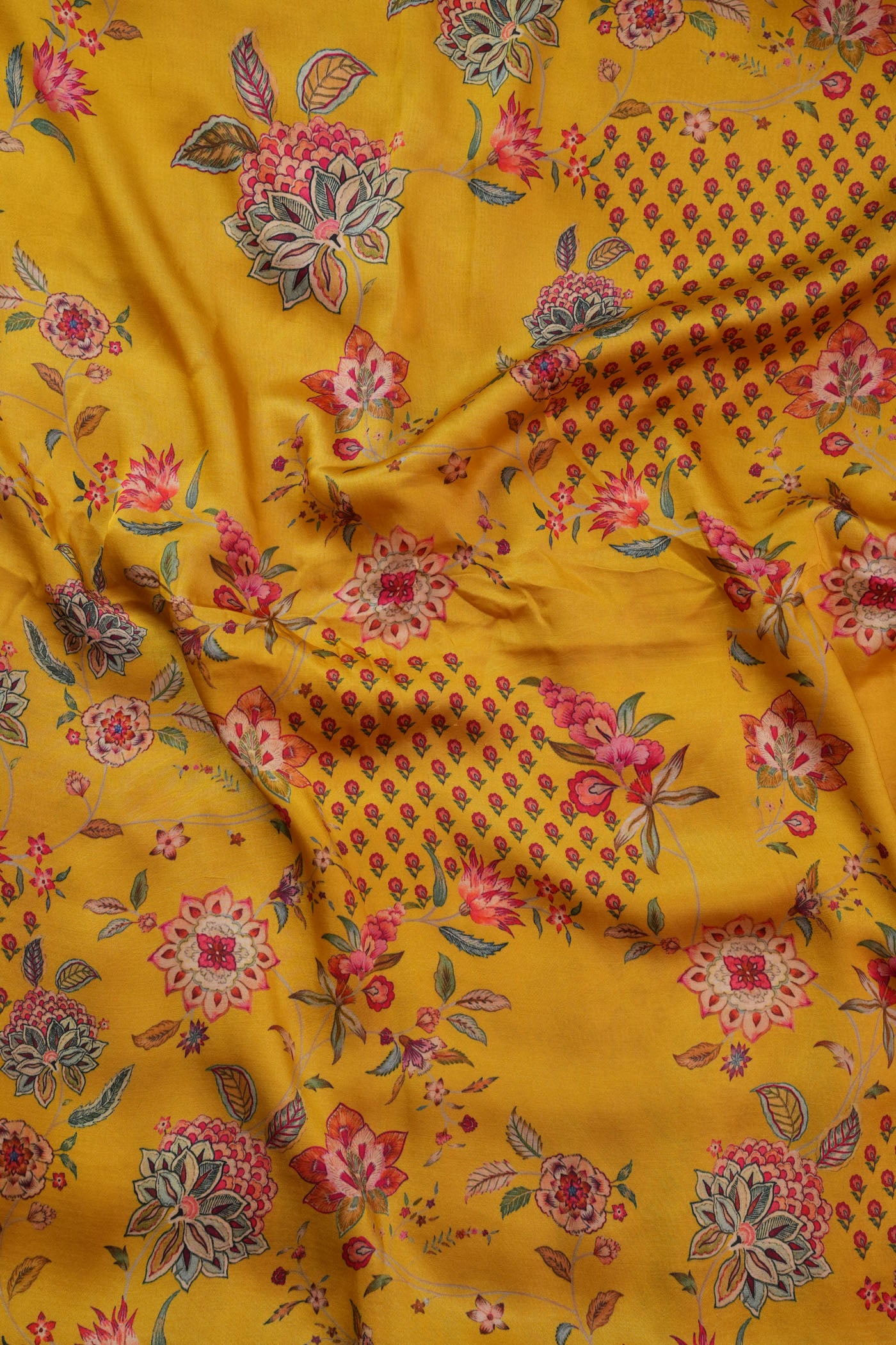 Mustard Yellow Floral Printed Fabric
