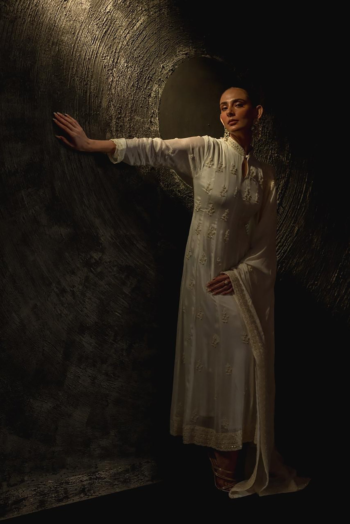 Ethereal Ivory Anarkali Ensemble
