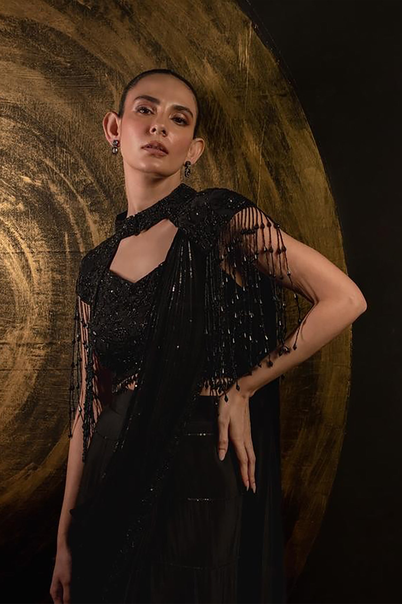 Noir Allure Drape Saree Ensemble