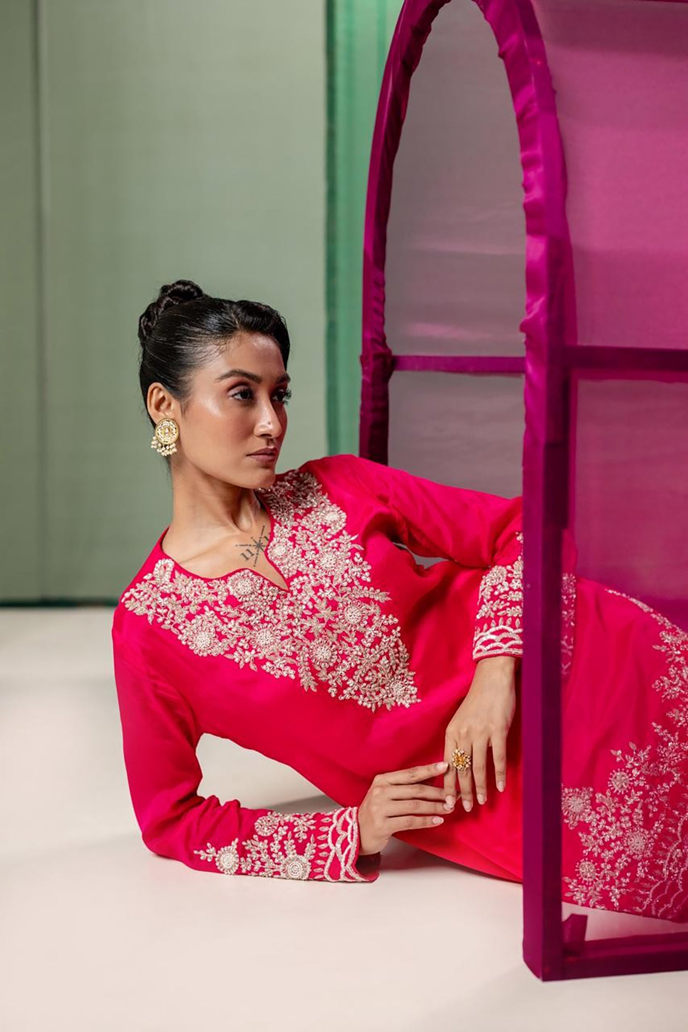 Fuchsia Bloom Kurta Set