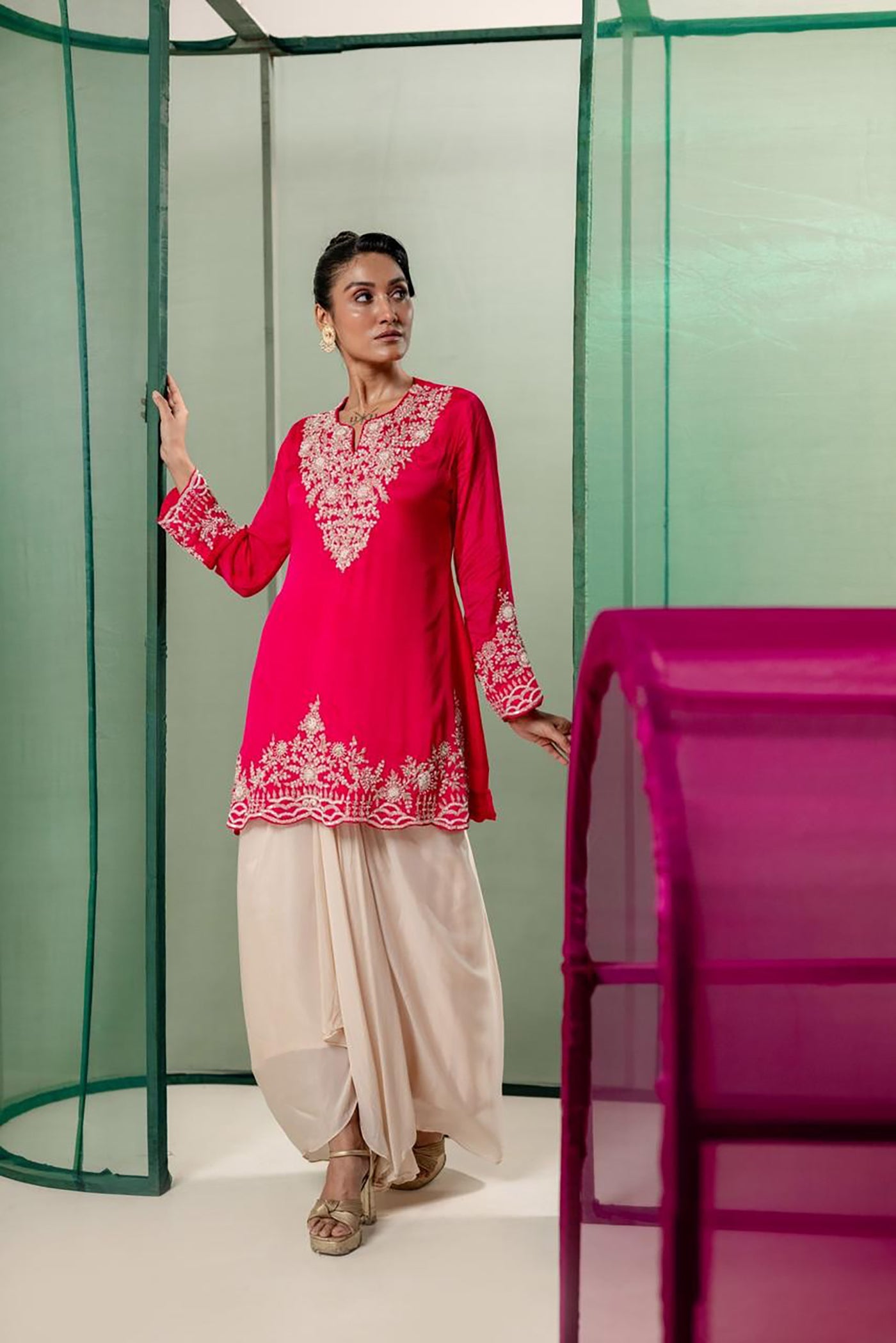 Fuchsia Bloom Kurta Set