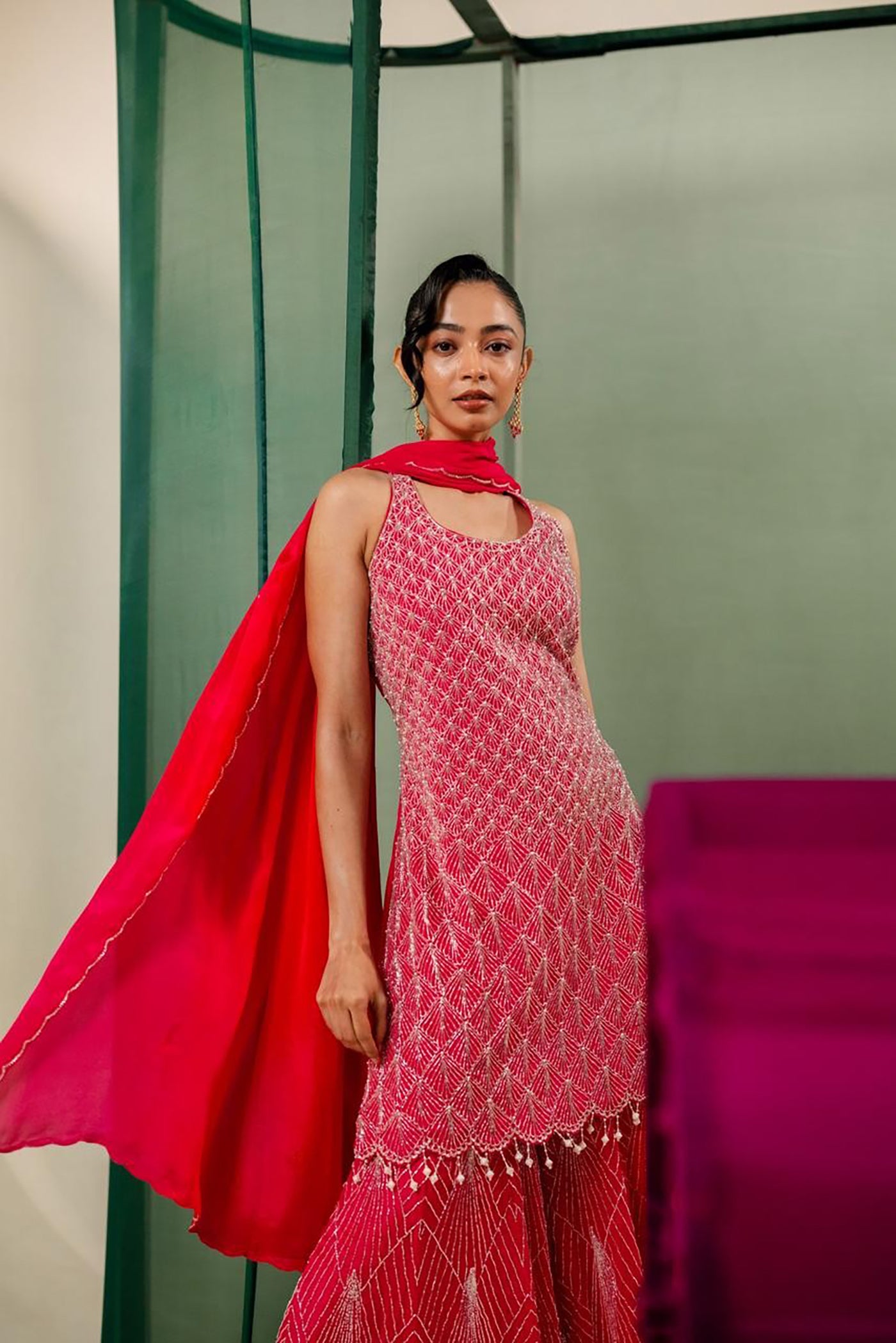 Rosé Radiance Sharara Set