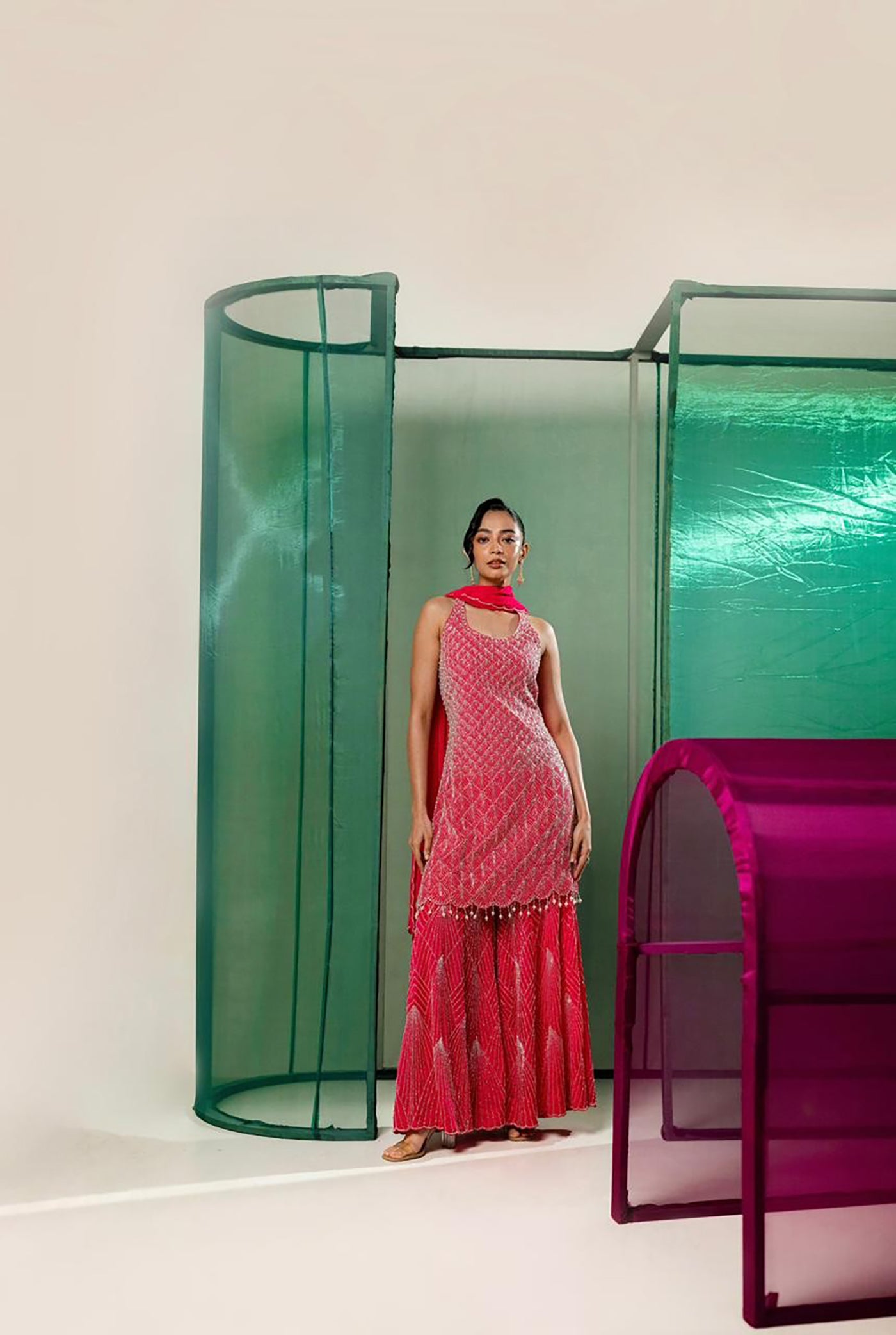 Rosé Radiance Sharara Set