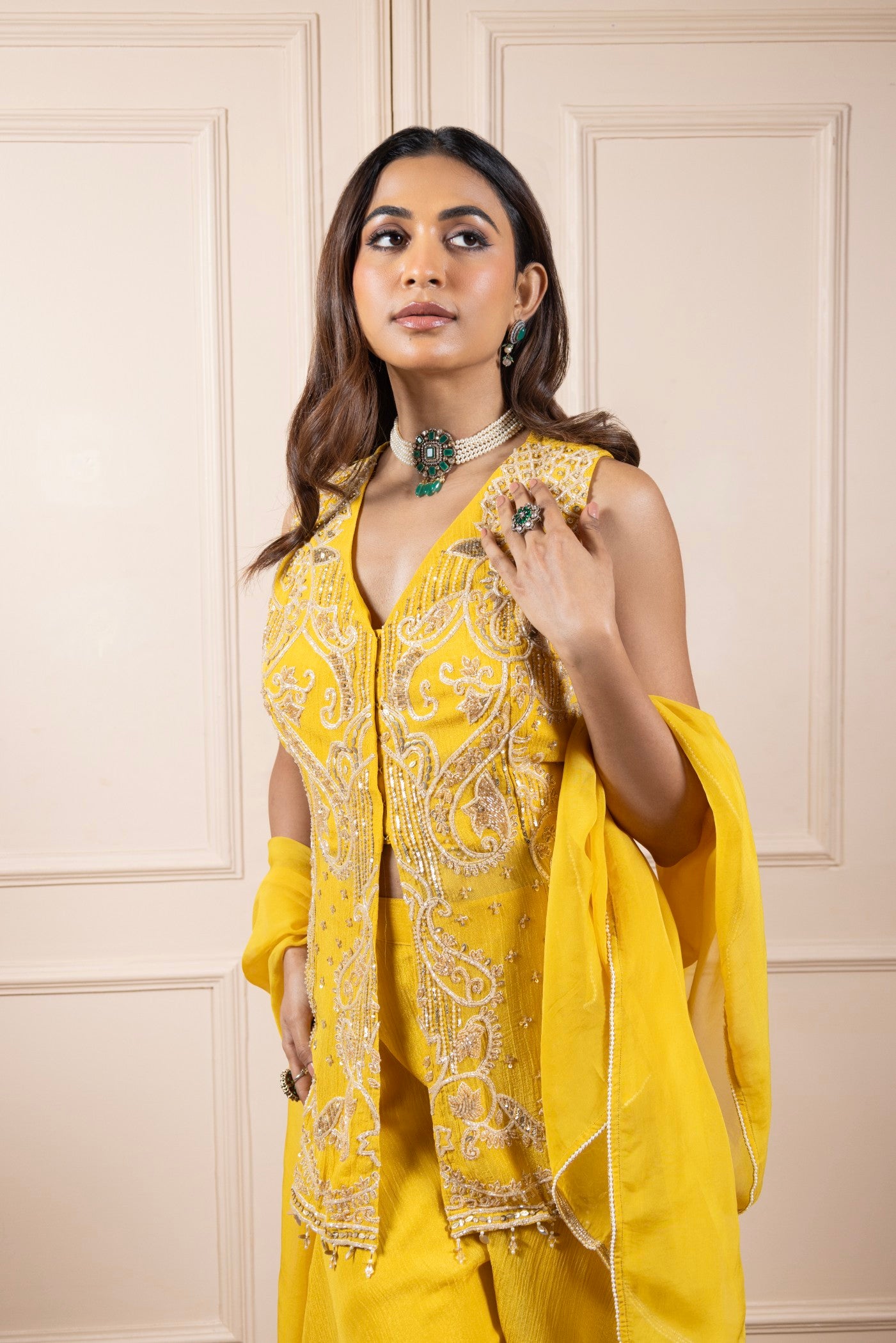 Sunlit Grace Embroidered Ensemble