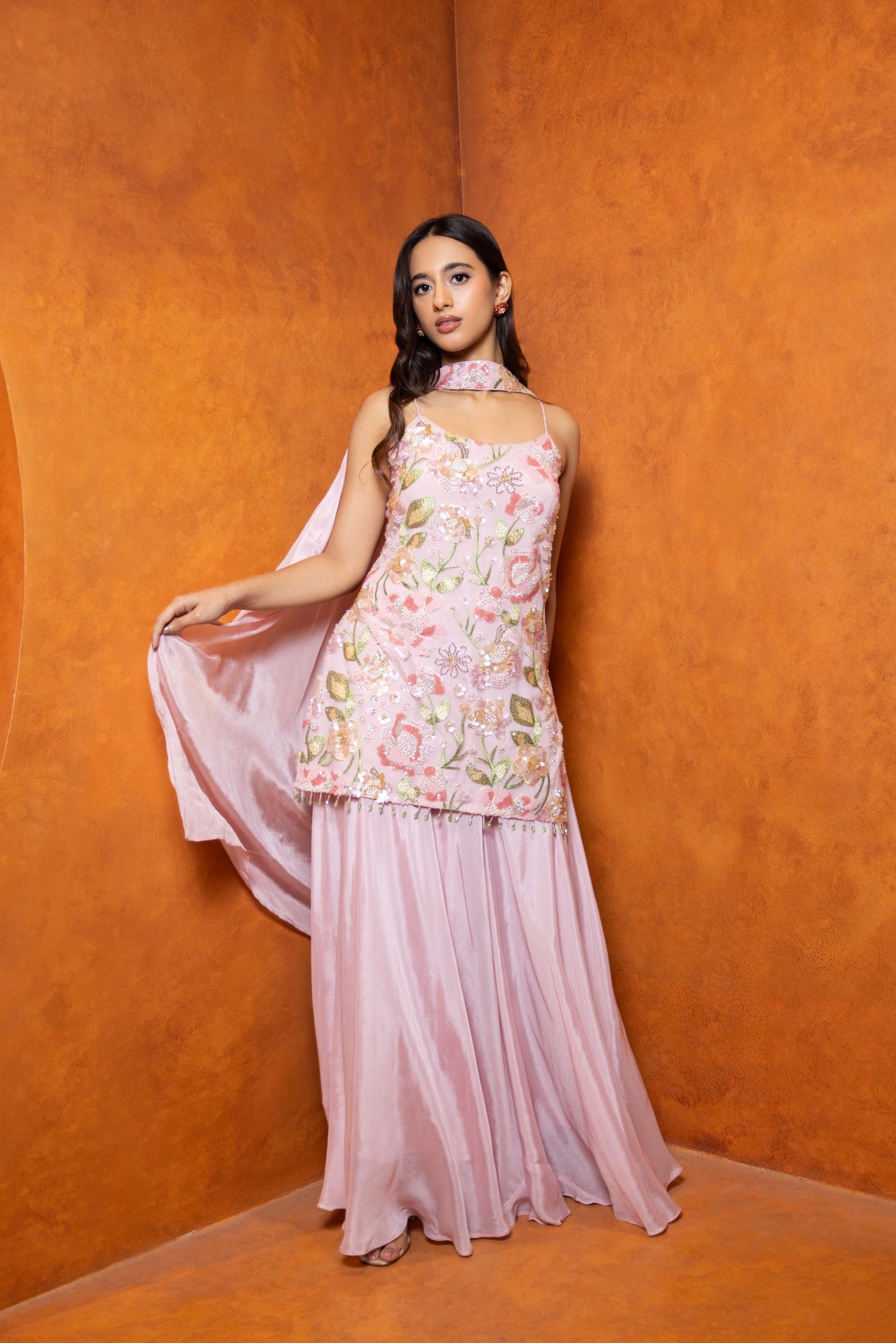 Rosé Bloom Embroidered Ensemble