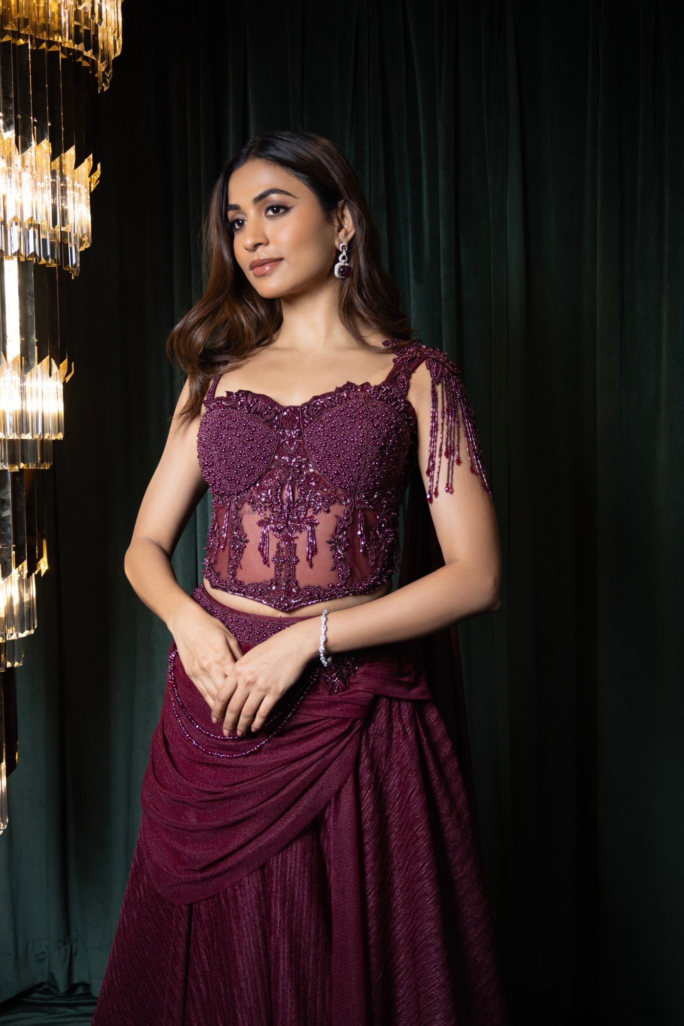 Crimson Majesty Embellished Lehenga Set