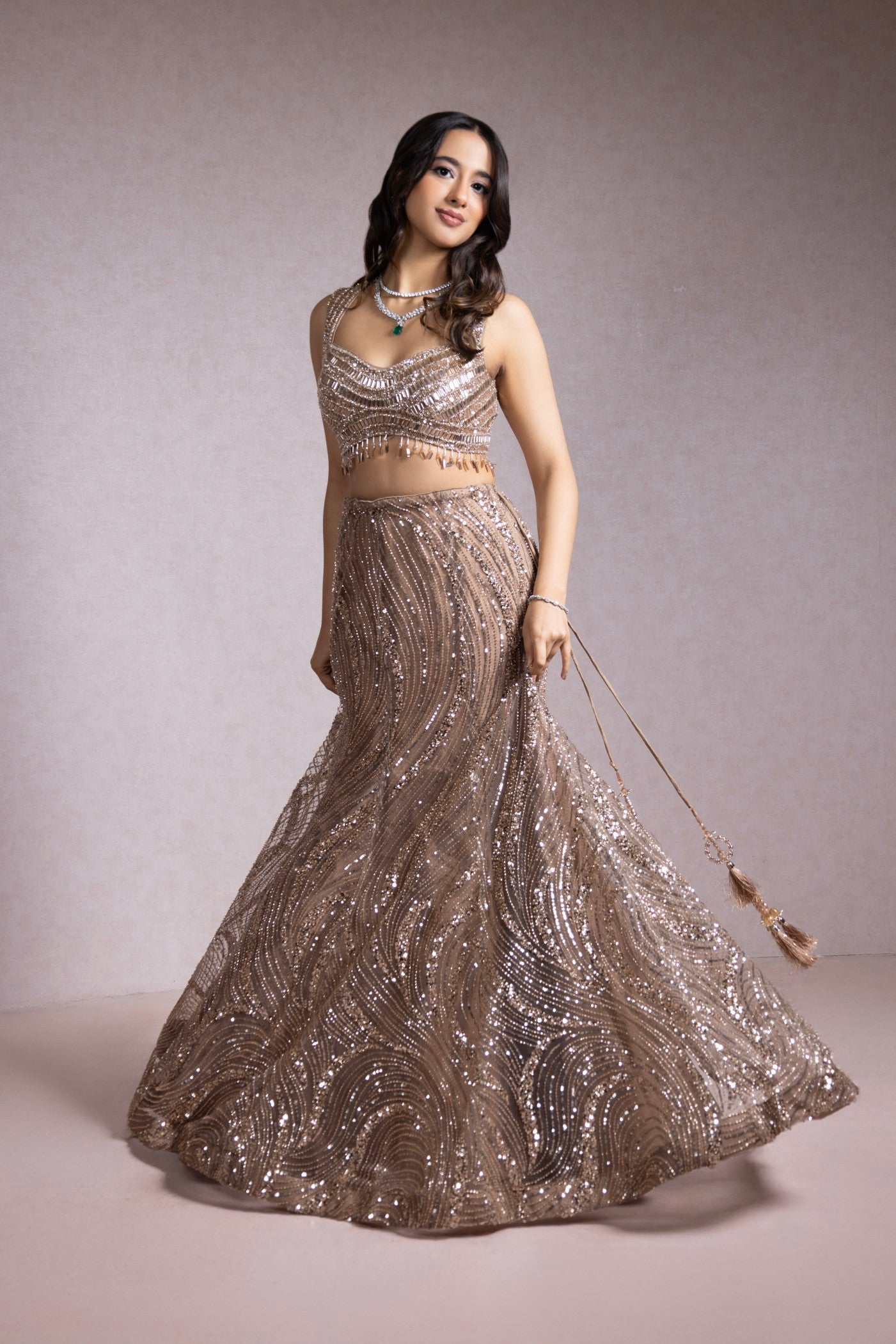 Golden Mirage Sequin Embellished Lehenga