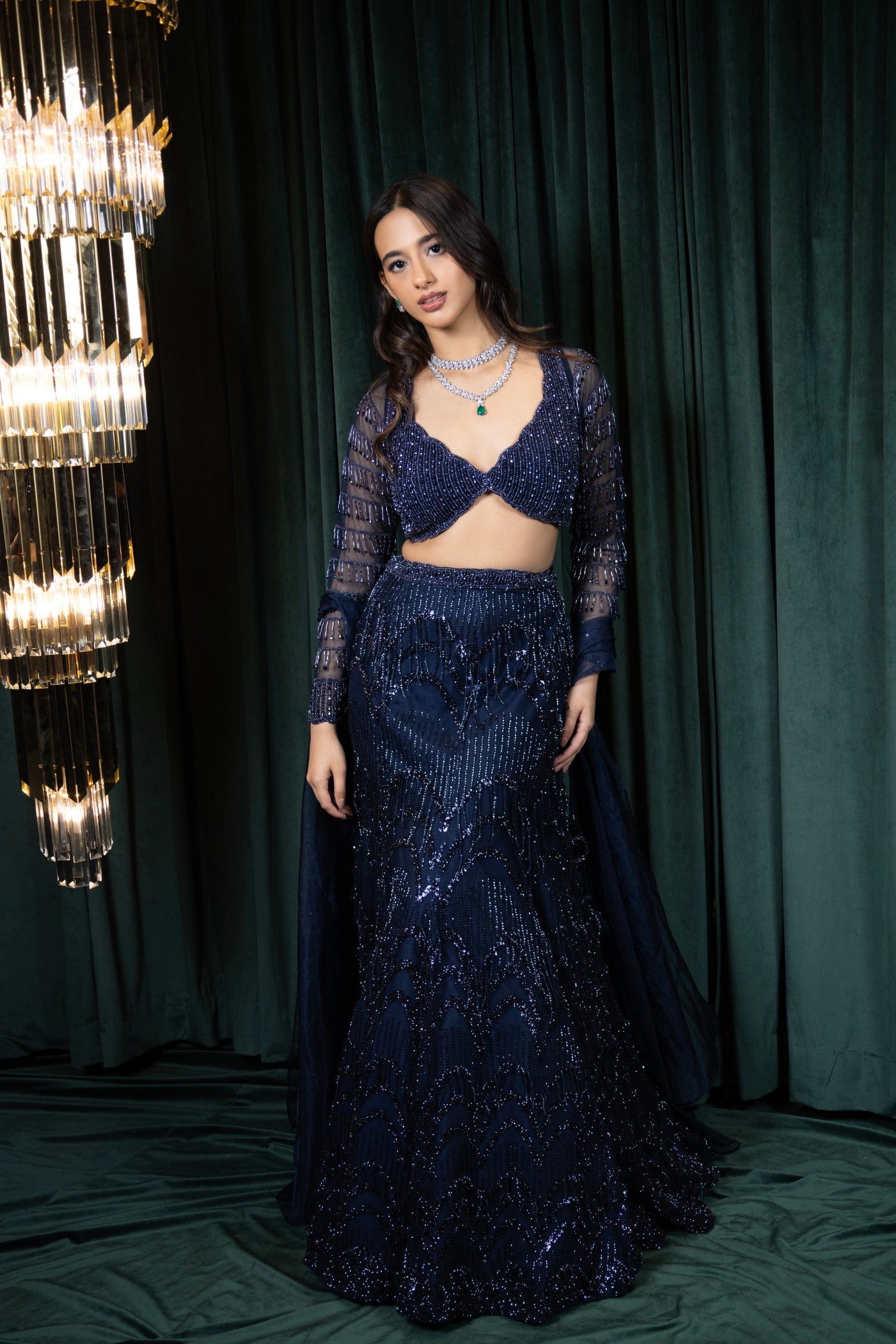 Midnight Opulence Sequin Embroidered Lehenga Set