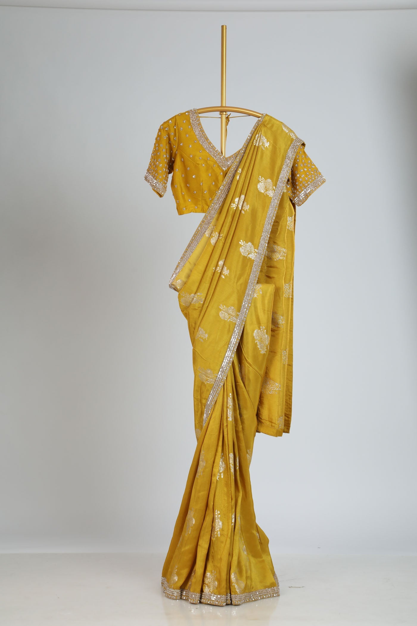 Banarasi crape silk saree with readymade blouse (RTS)