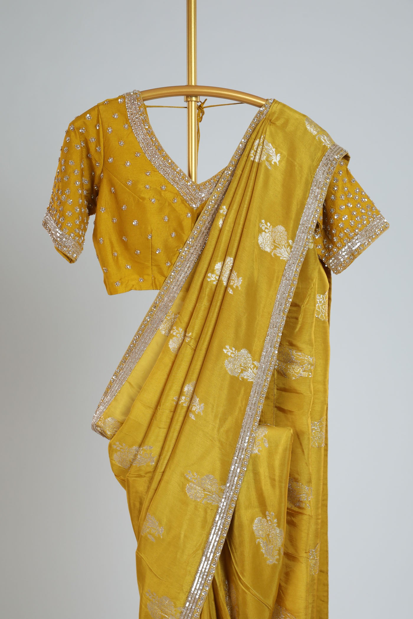 Banarasi crape silk saree with readymade blouse