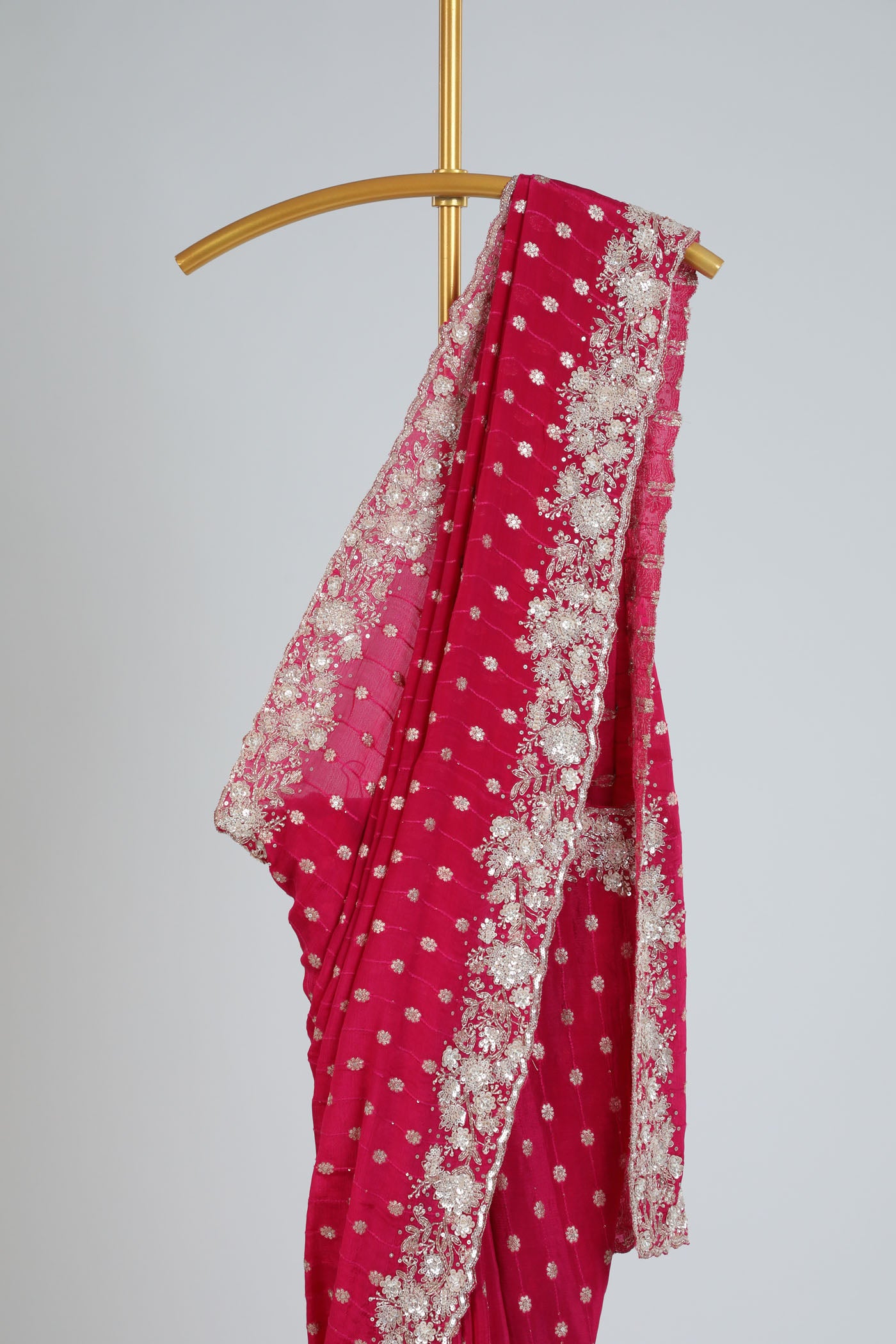 Banarsi chinnon Crape saree with embroidery.