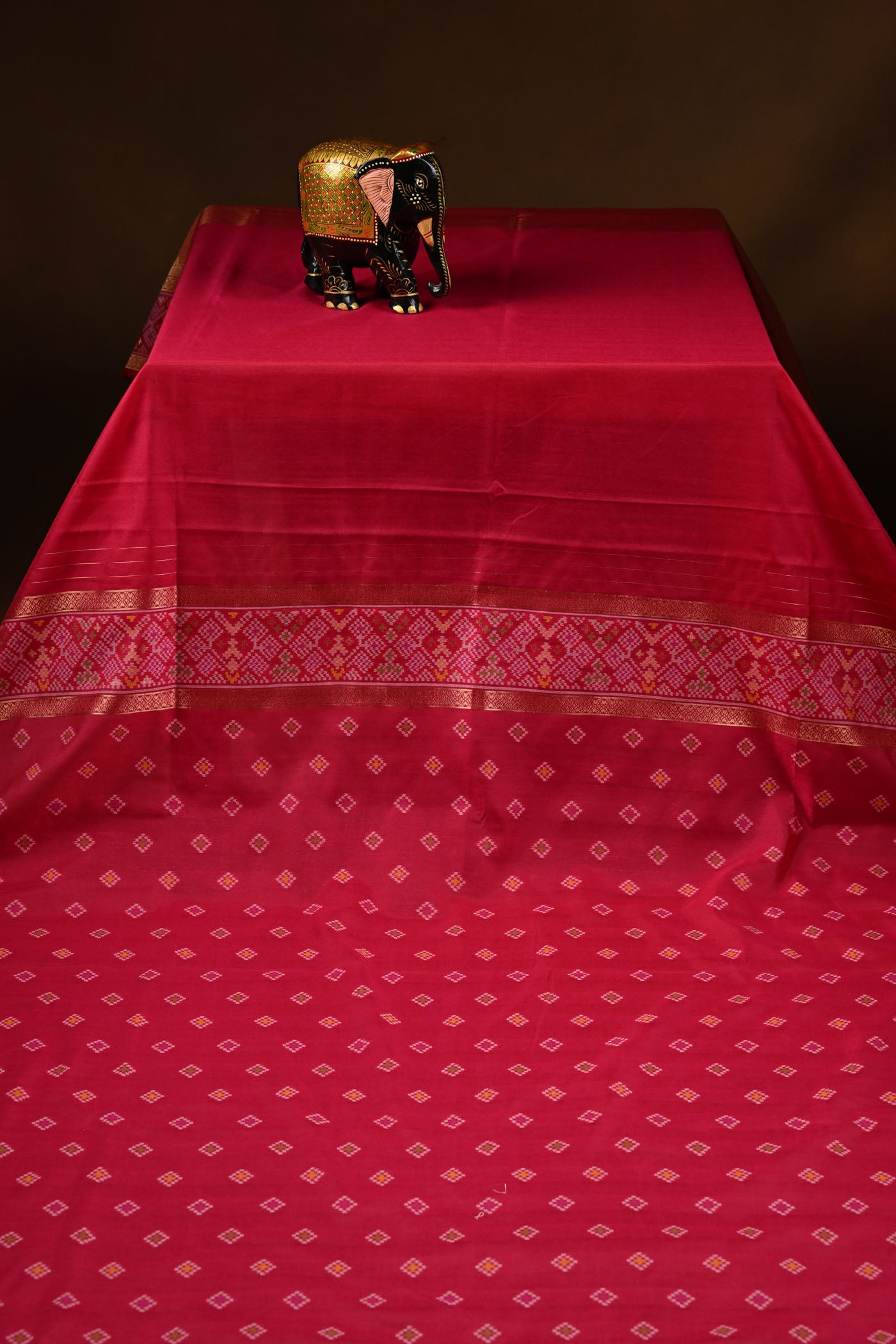 Pink Silk  Saree With Multicolour Geometric Pallu