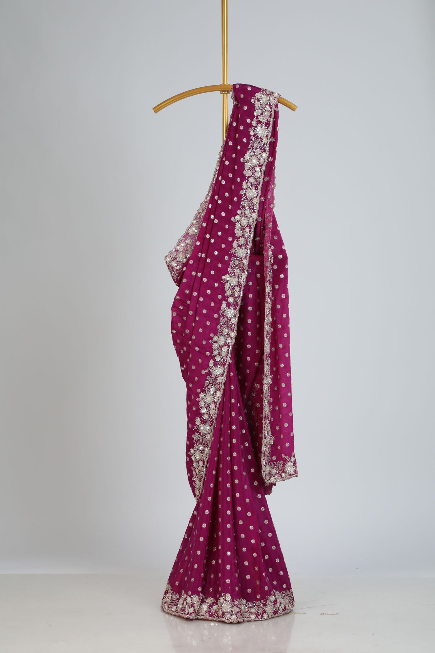 Banarsi chinnon Crape saree with embroidery.