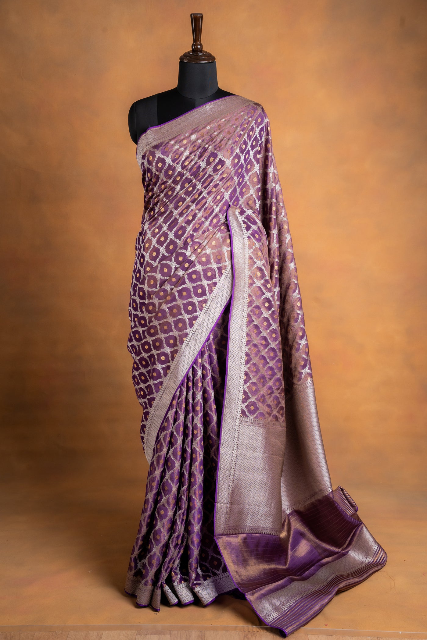 Royal Purple Jaal Banarasi Tissue Georgette Saree (RTS)
